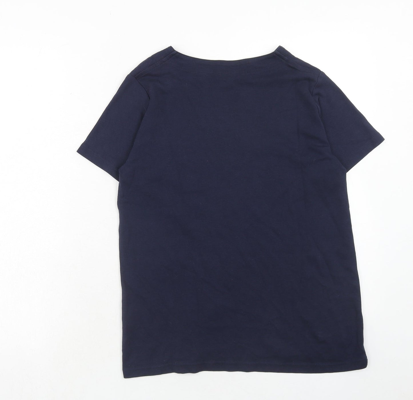 EWM Womens Blue Cotton Basic T-Shirt Size M V-Neck