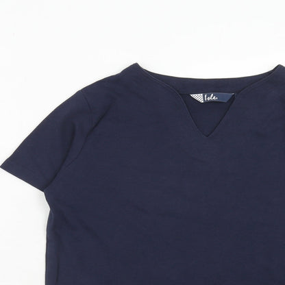 EWM Womens Blue Cotton Basic T-Shirt Size M V-Neck
