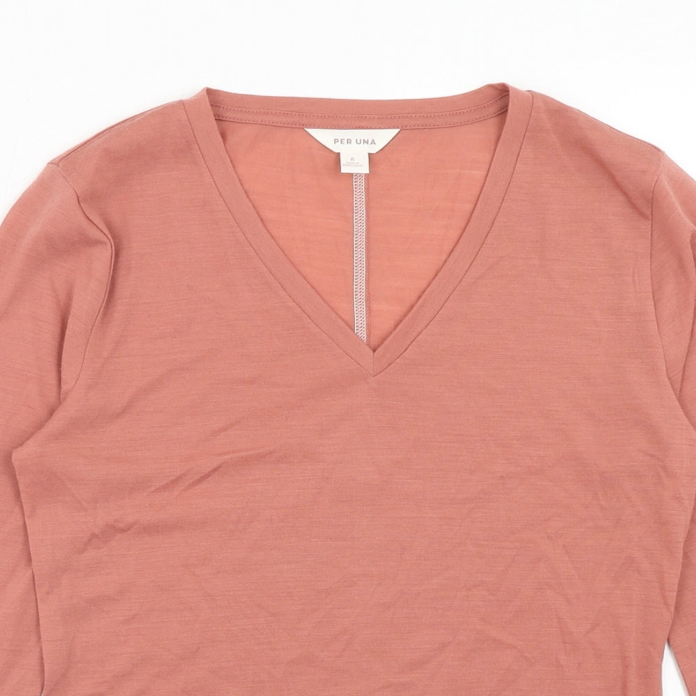Womens UK Size 6 Per Una Pink Basic T-Shirt