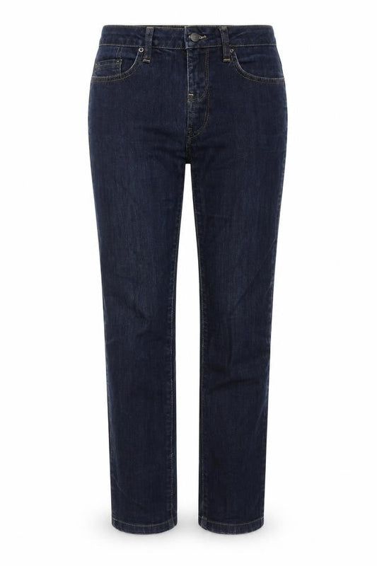 Front view of Only women’s blue cotton straight jeans, size UK 30, in, 29-inch leg regular button