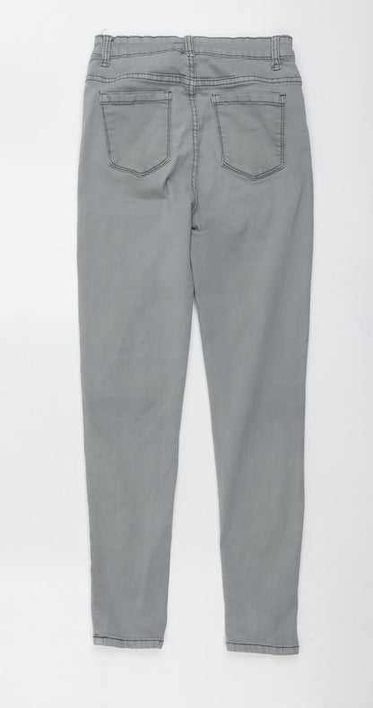 Momokrom Womens Grey Cotton Skinny Jeans Size 10 L25 in Regular Button