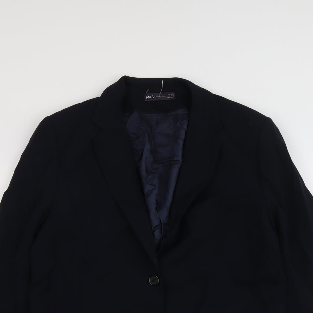 Marks and Spencer Womens Blue Polyester Jacket Suit Jacket Size 14