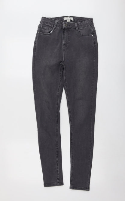 Dorothy Perkins Womens Grey Cotton Skinny Jeans Size 8 L29 in Regular Button - Shape & Lift