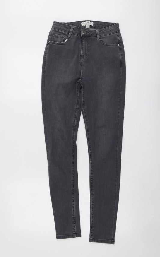 Dorothy Perkins Womens Grey Cotton Skinny Jeans Size 8 L29 in Regular Button - Shape & Lift