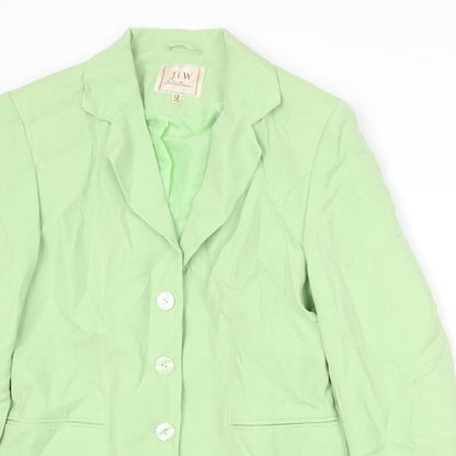 JFW Womens Green Polyester Jacket Blazer Size 14