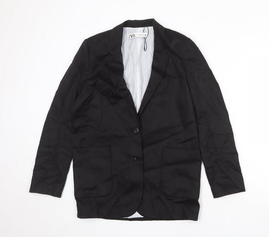 Zara Womens Black Lyocell Jacket Blazer Size XS