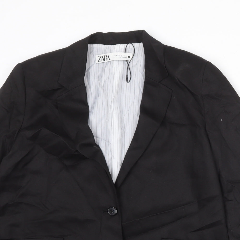 Zara Womens Black Lyocell Jacket Blazer Size XS