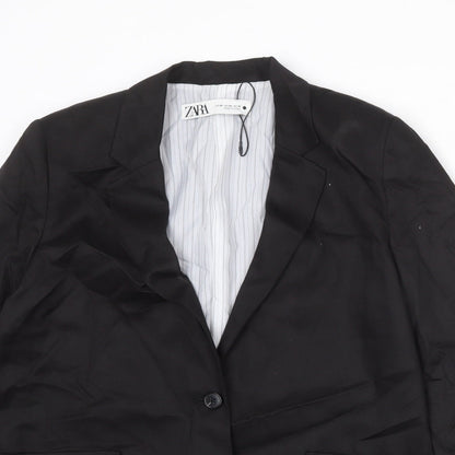Zara Womens Black Lyocell Jacket Blazer Size XS