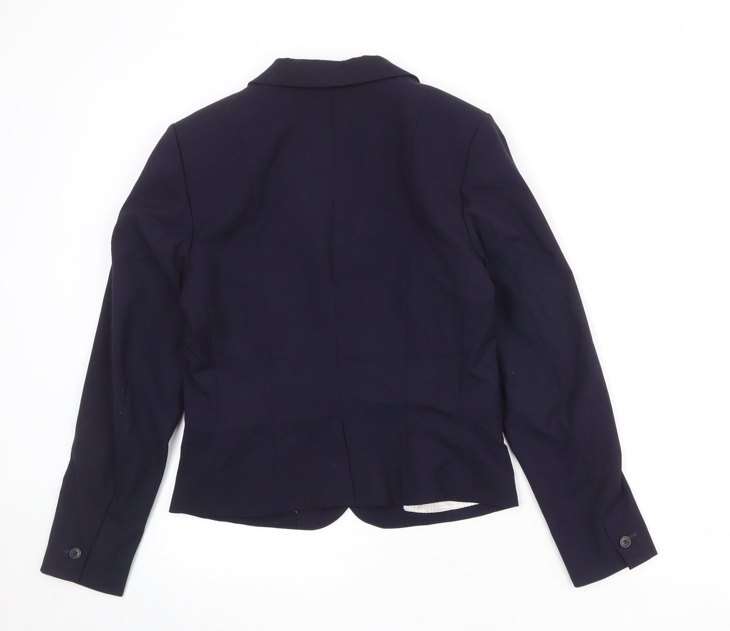 H&M Womens Blue Polyester Jacket Suit Jacket Size 14