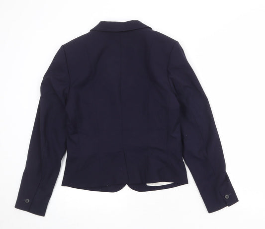 H&M Womens Blue Polyester Jacket Suit Jacket Size 14