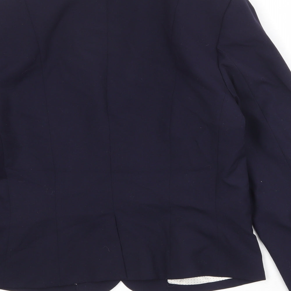 H&M Womens Blue Polyester Jacket Suit Jacket Size 14