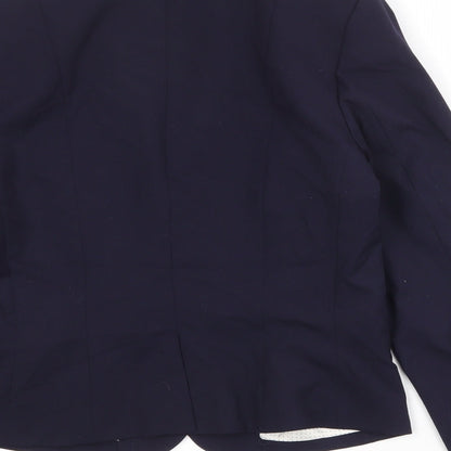 H&M Womens Blue Polyester Jacket Suit Jacket Size 14