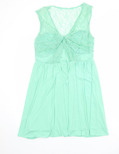 Coast Womens Green Polyester Fit & Flare Size 14 V-Neck Pullover - Lace Top