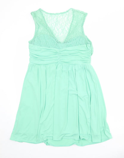 Coast Womens Green Polyester Fit & Flare Size 14 V-Neck Pullover - Lace Top