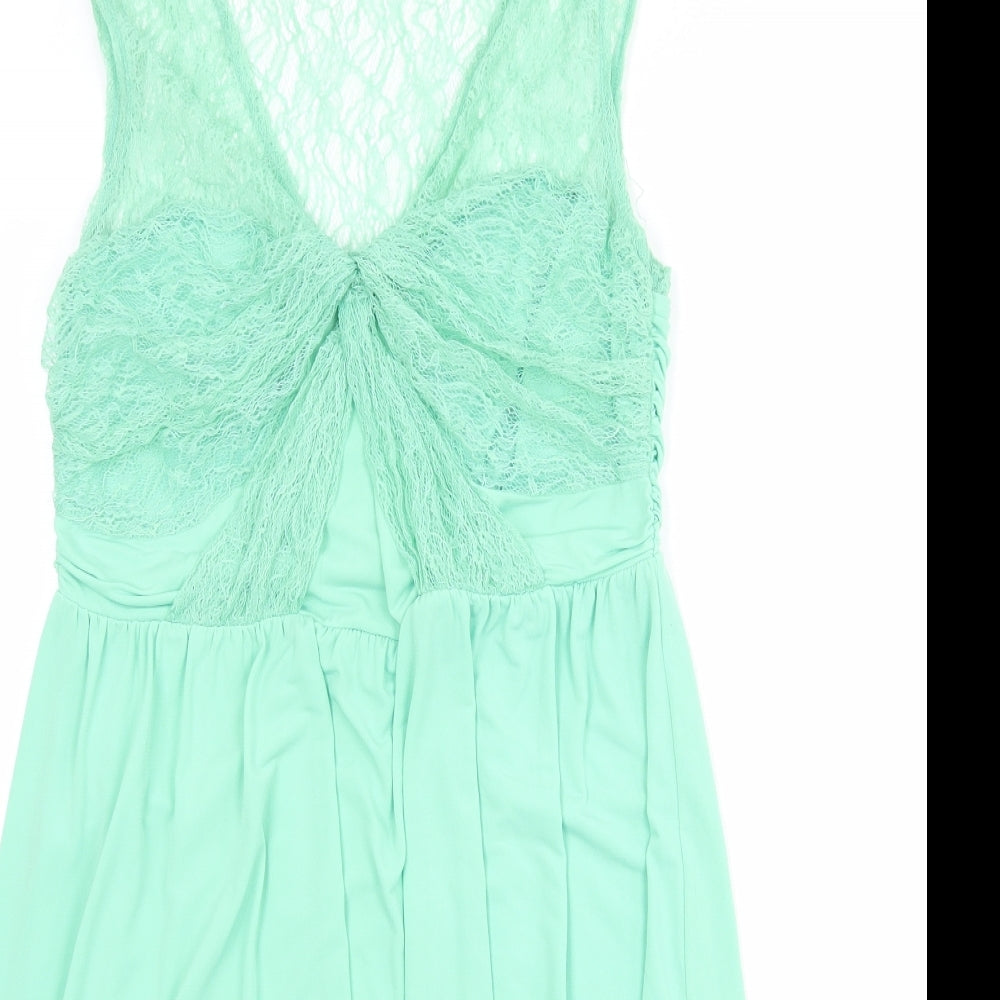 Coast Womens Green Polyester Fit & Flare Size 14 V-Neck Pullover - Lace Top