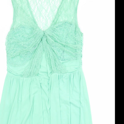 Coast Womens Green Polyester Fit & Flare Size 14 V-Neck Pullover - Lace Top