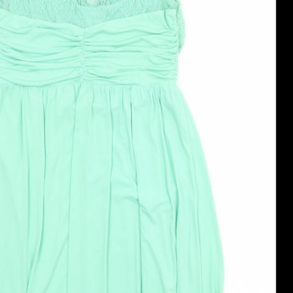 Coast Womens Green Polyester Fit & Flare Size 14 V-Neck Pullover - Lace Top