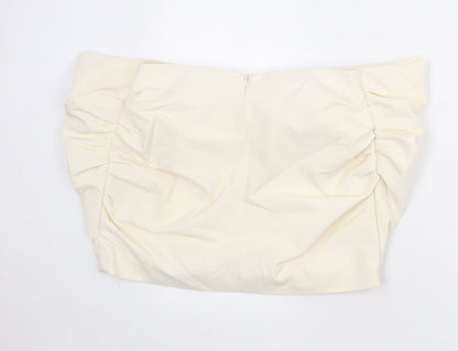 Womens UK Size M Zara Ivory Cropped Blouse