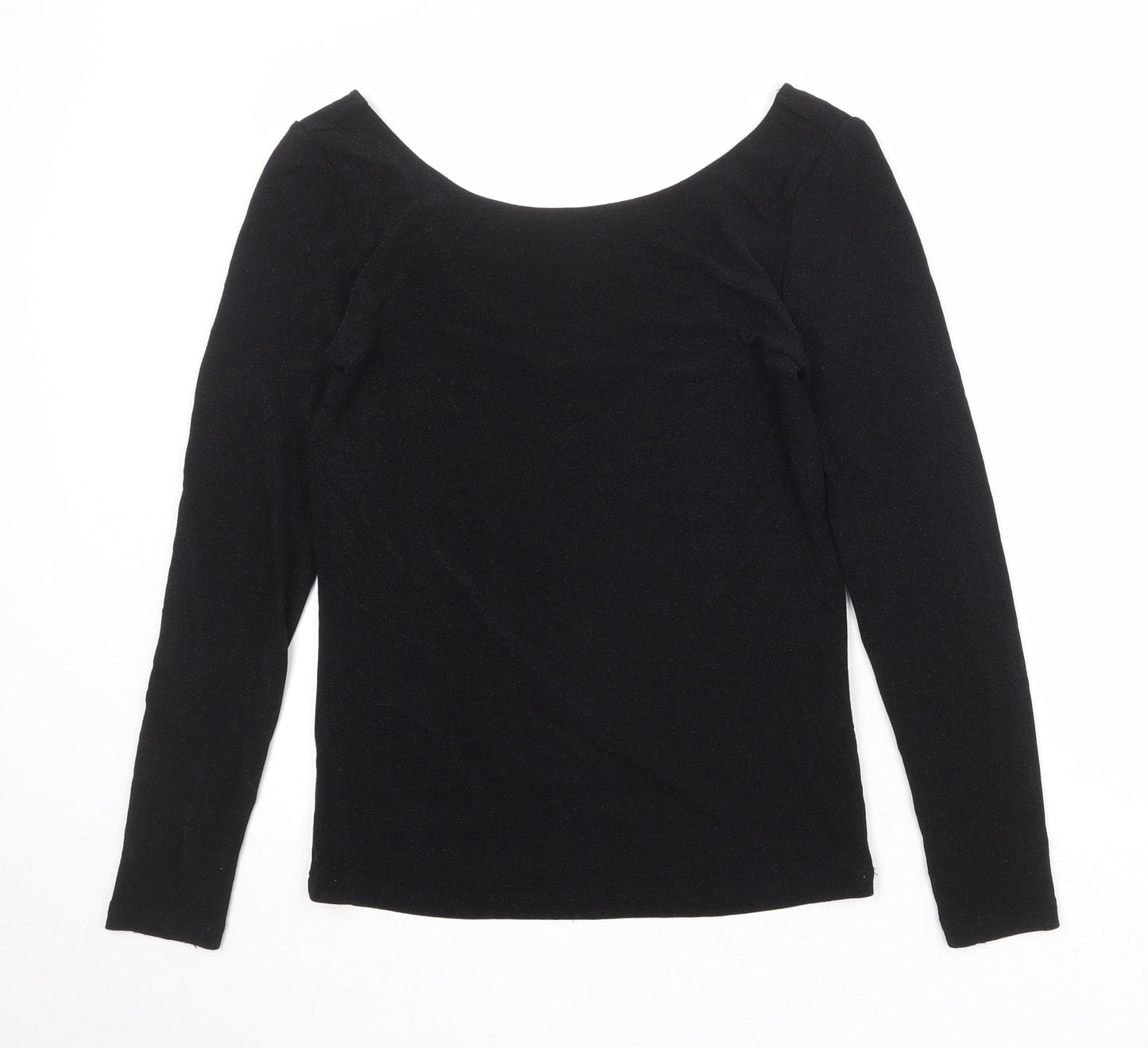 Womens UK Size XL Soaked Black Basic T-Shirt
