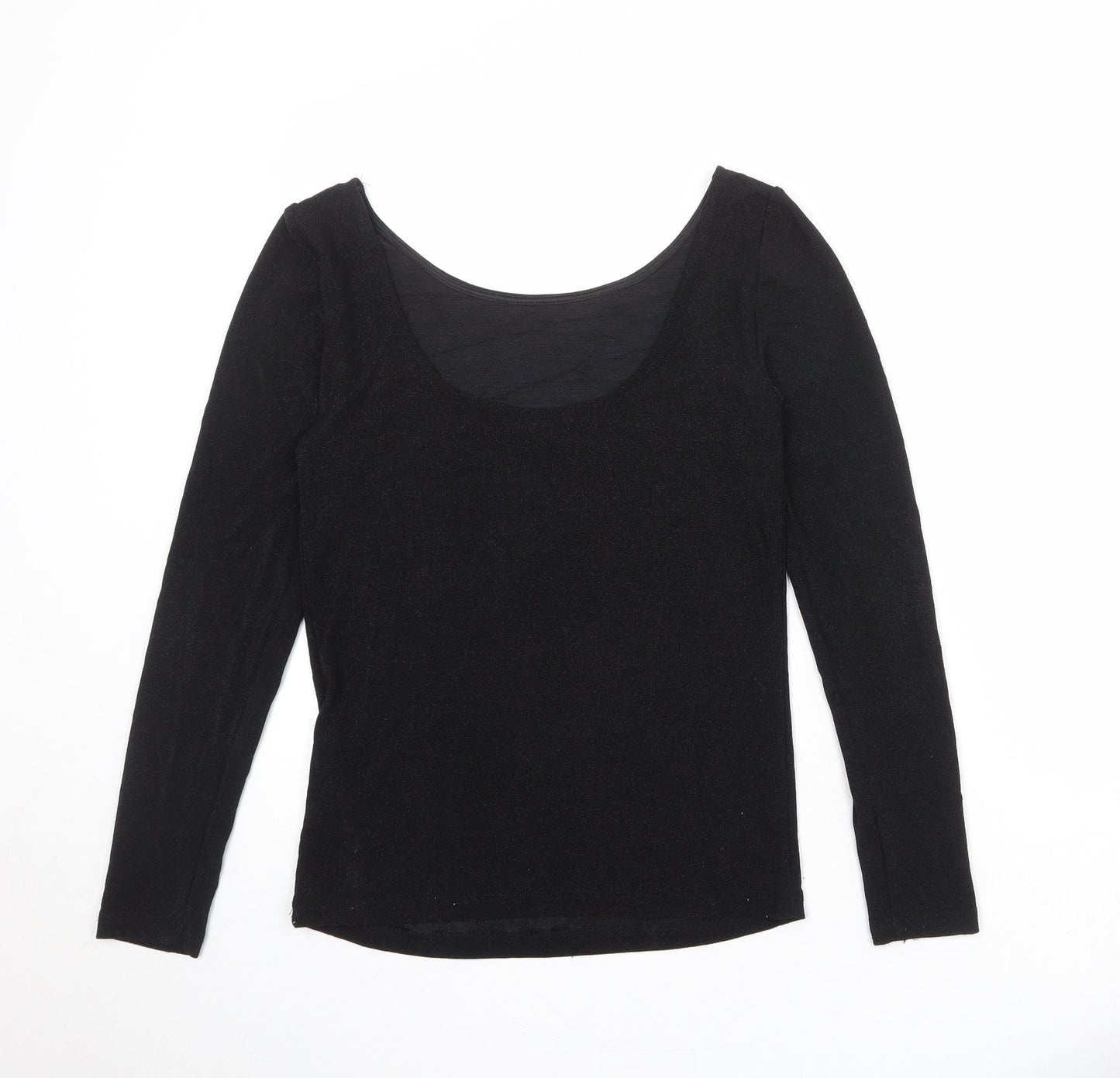 Womens UK Size XL Soaked Black Basic T-Shirt