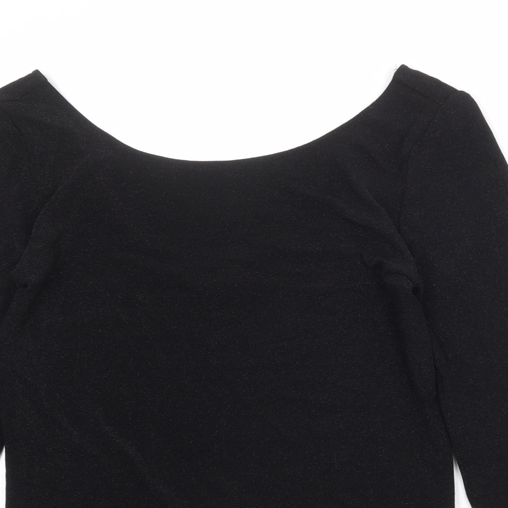 Womens UK Size XL Soaked Black Basic T-Shirt