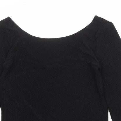 Womens UK Size XL Soaked Black Basic T-Shirt