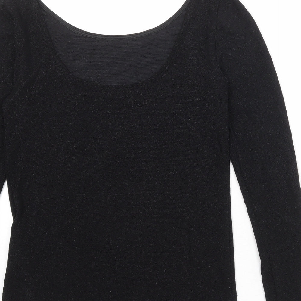 Womens UK Size XL Soaked Black Basic T-Shirt