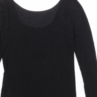 Womens UK Size XL Soaked Black Basic T-Shirt