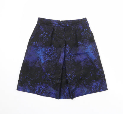 Coast Womens Black Geometric Polyester A-Line Skirt Size 6 Zip