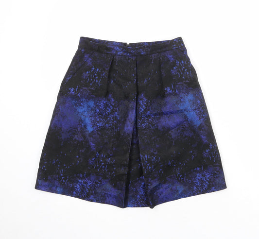 Coast Womens Black Geometric Polyester A-Line Skirt Size 6 Zip