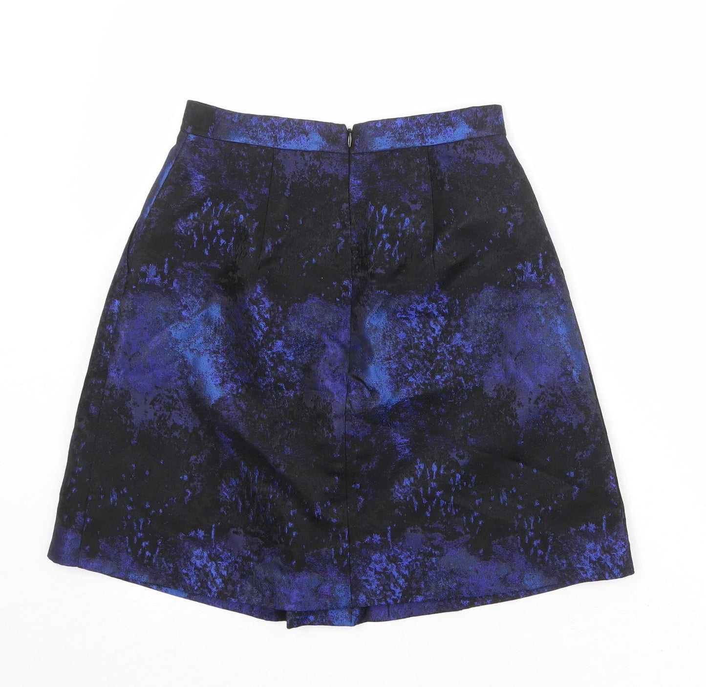 Coast Womens Black Geometric Polyester A-Line Skirt Size 6 Zip