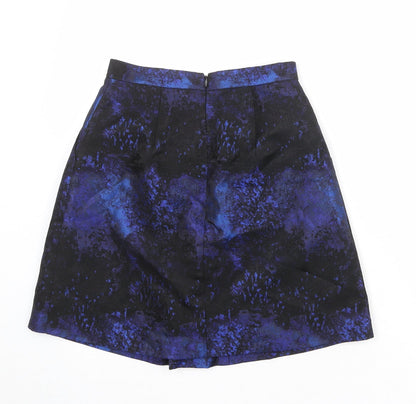 Coast Womens Black Geometric Polyester A-Line Skirt Size 6 Zip