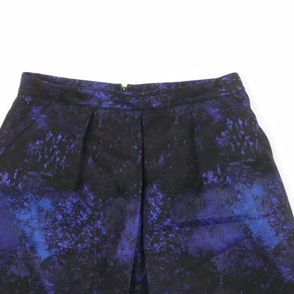 Coast Womens Black Geometric Polyester A-Line Skirt Size 6 Zip