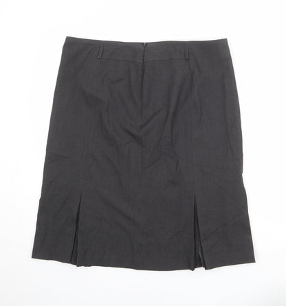 Gerry Weber Womens Grey Polyester A-Line Skirt Size 18 Zip