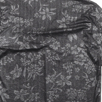 After Dark Womens Black Geometric Polyester Basic Blouse Size 14 V-Neck