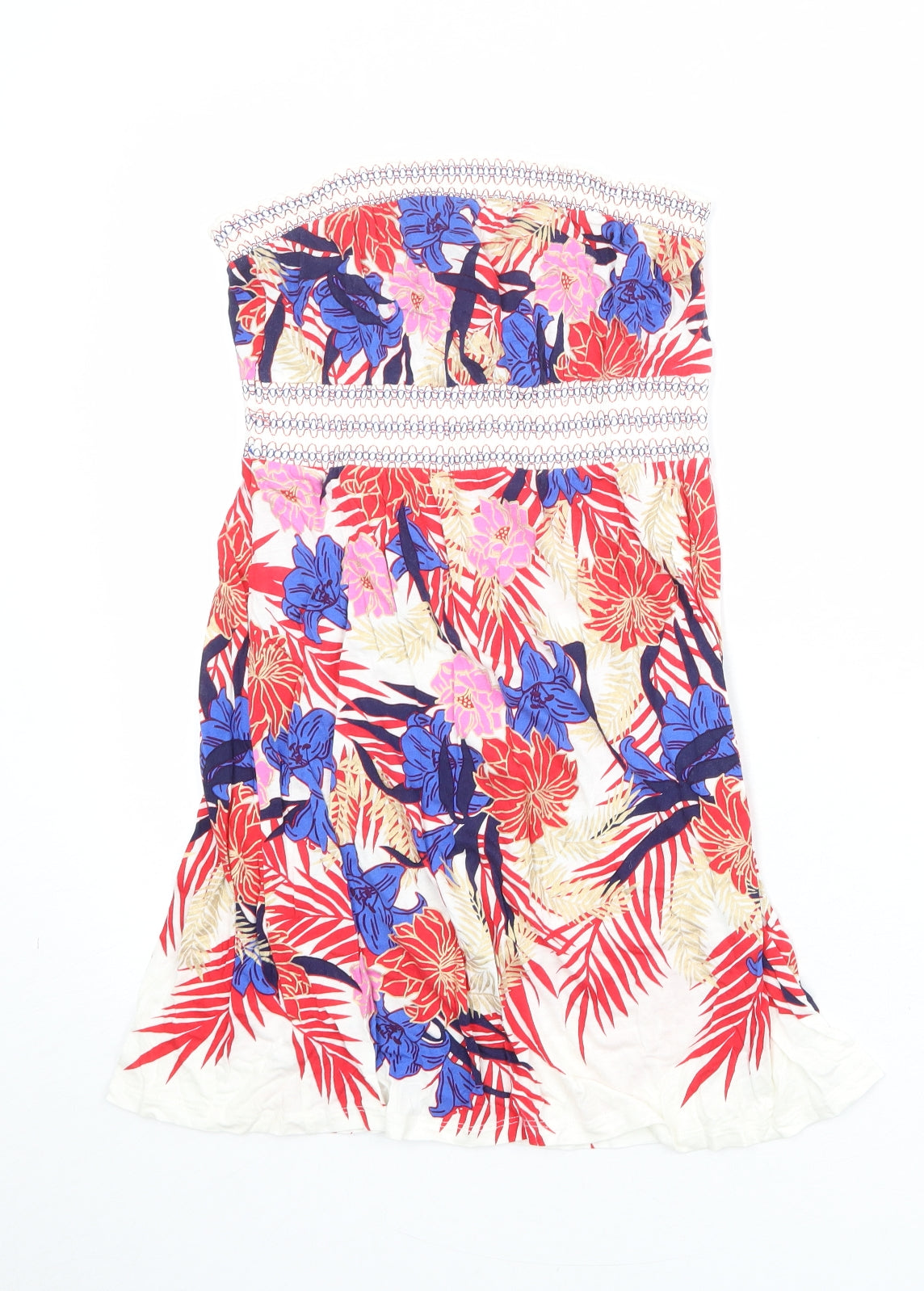 Oasis Womens Multicoloured Floral Viscose A-Line Size 10 Square Neck Pullover - Strapless