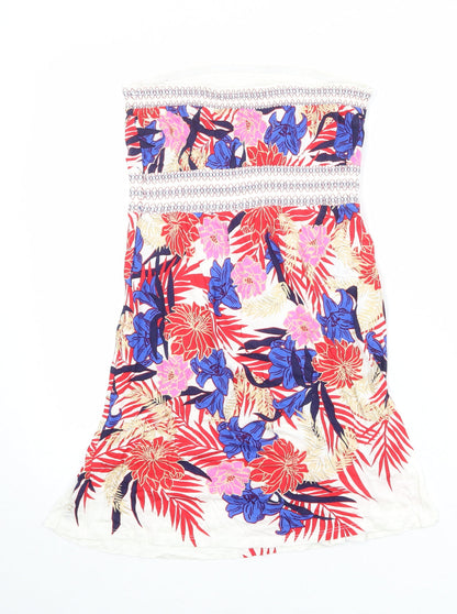 Oasis Womens Multicoloured Floral Viscose A-Line Size 10 Square Neck Pullover - Strapless