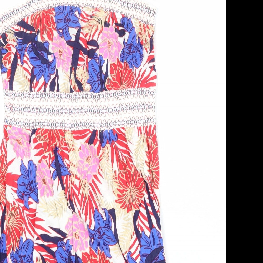 Oasis Womens Multicoloured Floral Viscose A-Line Size 10 Square Neck Pullover - Strapless