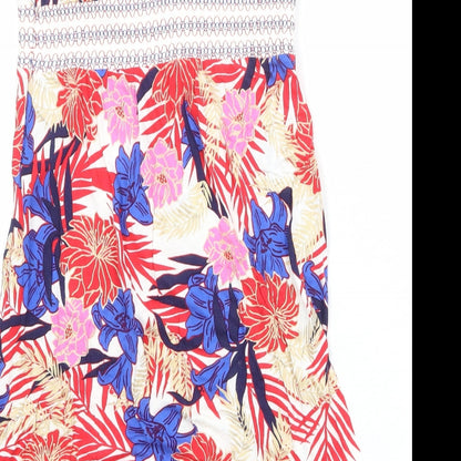 Oasis Womens Multicoloured Floral Viscose A-Line Size 10 Square Neck Pullover - Strapless