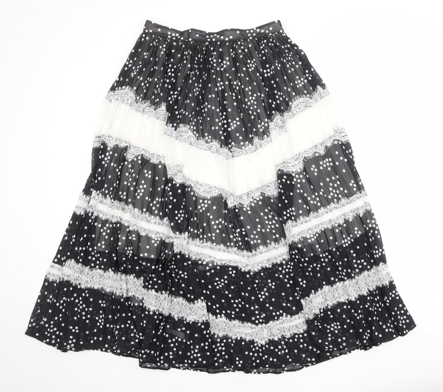 ASOS Womens Black Polka Dot Polyester Pleated Skirt Size 12 Zip