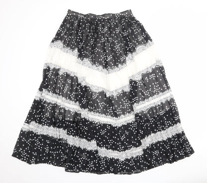 ASOS Womens Black Polka Dot Polyester Pleated Skirt Size 12 Zip