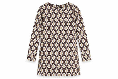 Zara Womens Multicoloured Geometric Polyester Shift Size XS Boat Neck Pullover