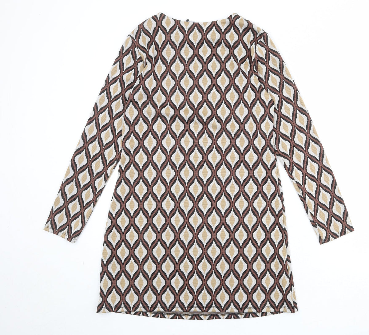 Zara Womens Multicoloured Geometric Polyester Shift Size XS Boat Neck Pullover