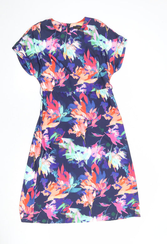 NEXT Womens Multicoloured Geometric Polyester A-Line Size 8 Round Neck Zip