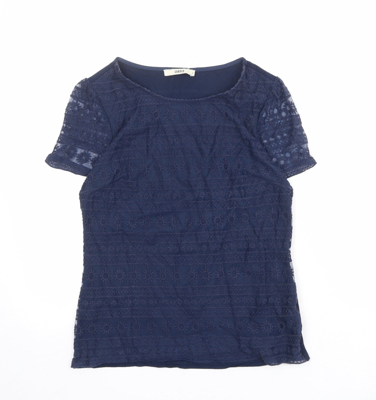 Womens UK Size S Oasis Blue Basic T-Shirt