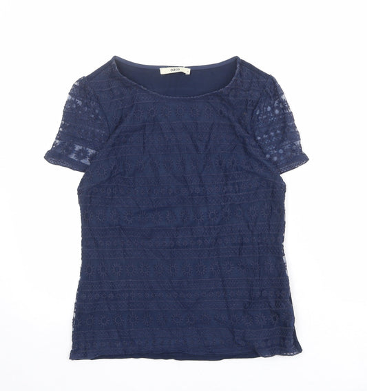 Womens UK Size S Oasis Blue Basic T-Shirt