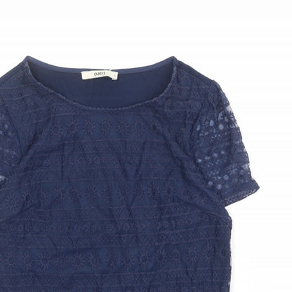 Womens UK Size S Oasis Blue Basic T-Shirt