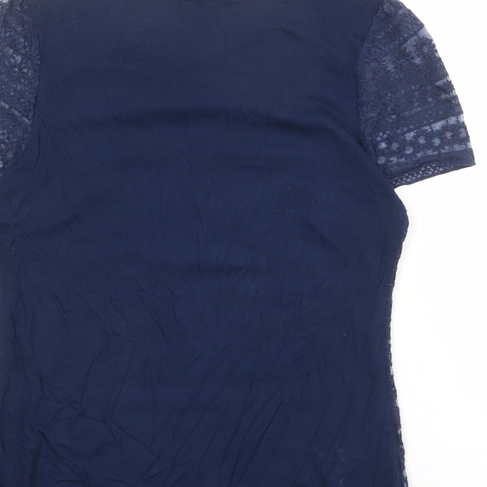 Womens UK Size S Oasis Blue Basic T-Shirt