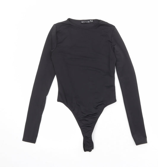 PRETTYLITTLETHING Womens Black Polyester Bodysuit One-Piece Size 6 Snap