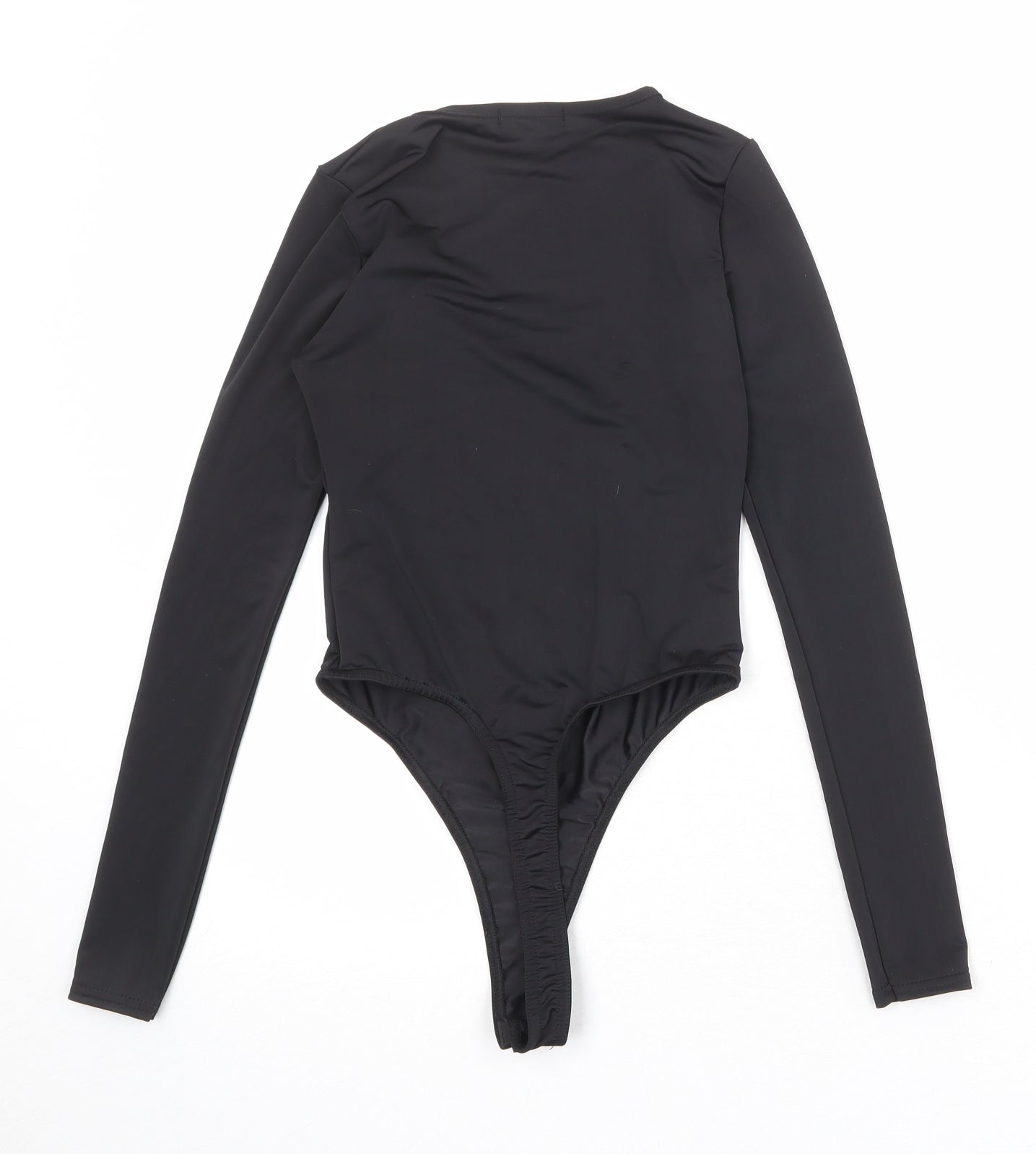 PRETTYLITTLETHING Womens Black Polyester Bodysuit One-Piece Size 6 Snap